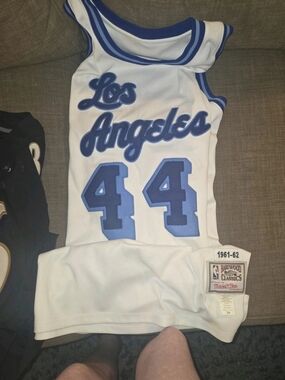 Los Angeles 44 White & Blue Basketball Jersey